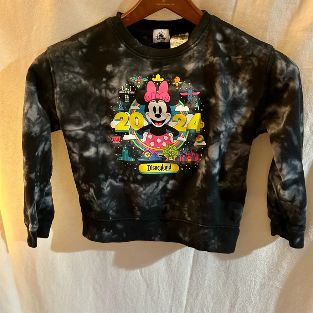 Disney Kids Black Tie-Dye Minnie Mouse 2024 Sweatshirt size 7/8